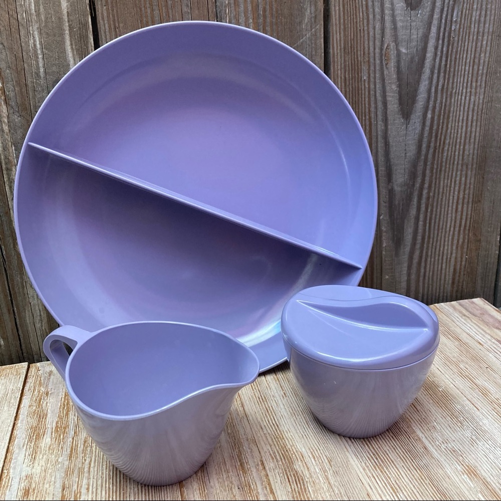 Vintage Melmac Royalon Purple Cream & Sugar Set